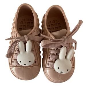 Mini Melissa x Miffy Pink Rubber Sneakers Toddler Size 7/8 Cute Bunny Lace Shoes